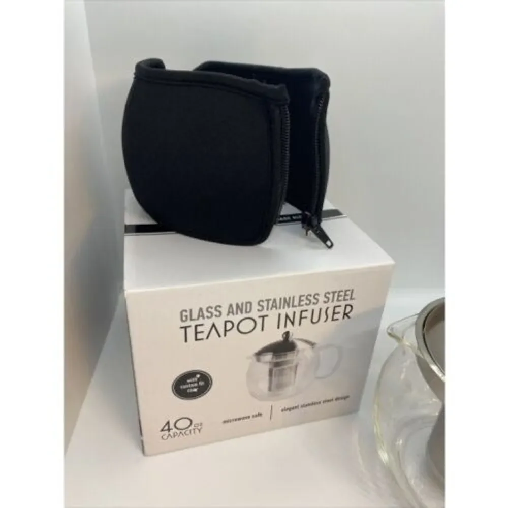Willow & Everett 40oz Microwave Glass Tea Teapot with Stainless steel infuser